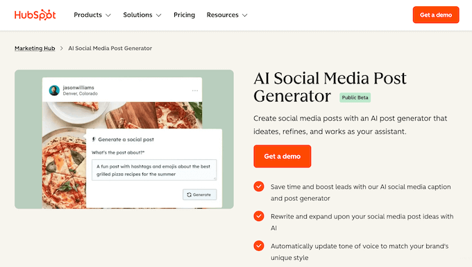 The HubSpot social media post generator