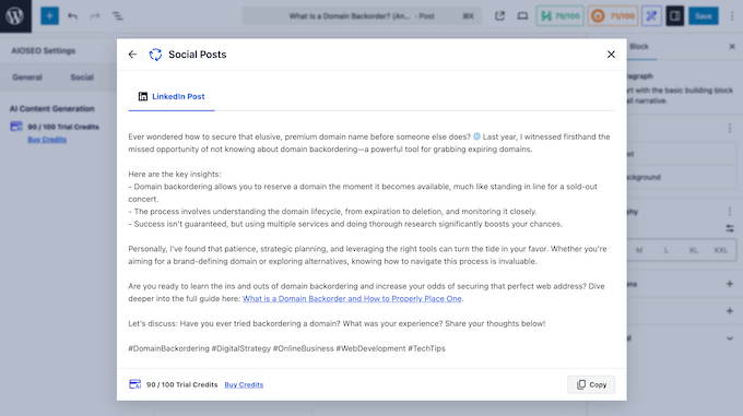 How to auto-generate content for your social profiles using AIOSEO