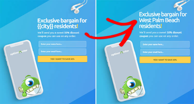 Smart tags by OptinMonster to personalize content