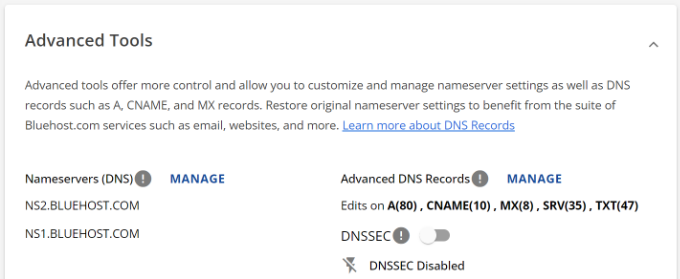 Edit nameservers settings in Bluehost Edit nameservers settings in Bluehost