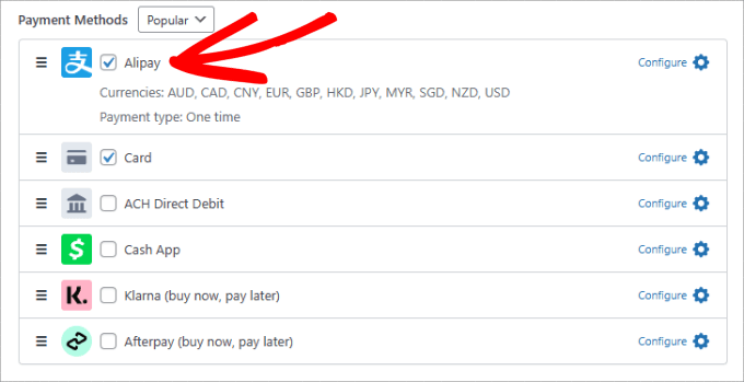 Alipay payment methods Alipay payment methods