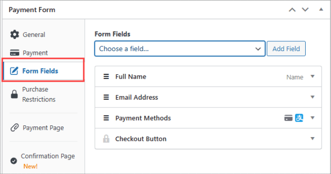 Form fields wp simple pay Form fields WP Simple Pay