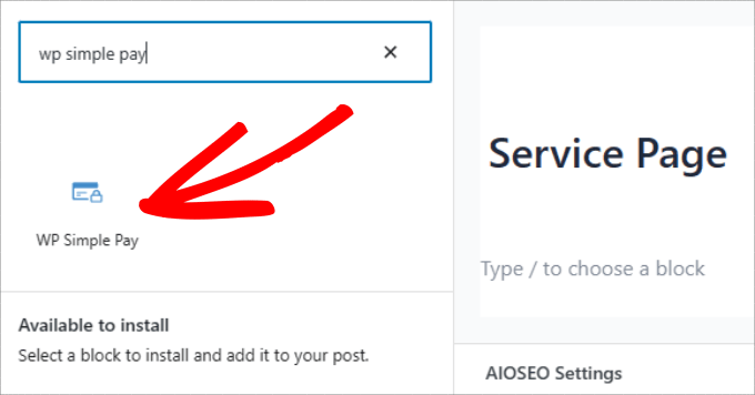 WP simple pay block insert WP simple pay block insert