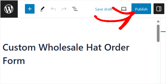 Publish wholesale order form Publish wholesale order form