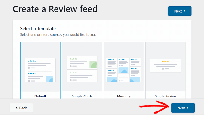 Choosing a Reviews Feed template Choosing a Reviews Feed template