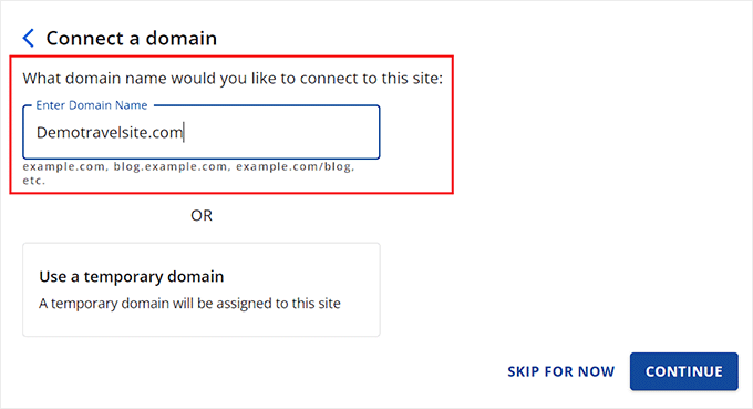 Connect to a domain name Connect to a domain name