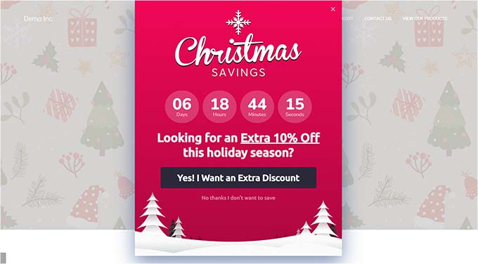 Holiday sale popup preview Holiday sale popup preview
