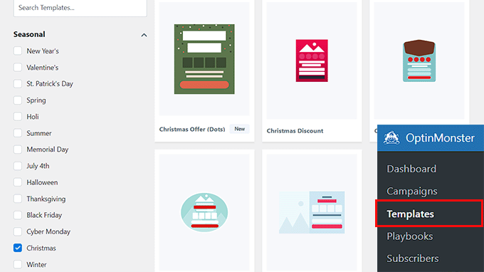 Choose a holiday campaign template Choose a holiday campaign template