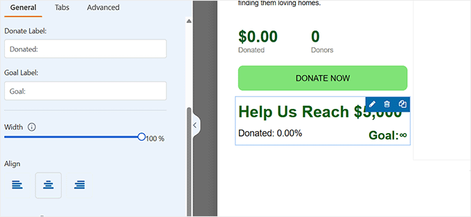 Set Goal Label for fundraising thermometer in Charitable Set Goal Label for fundraising thermometer in Charitable