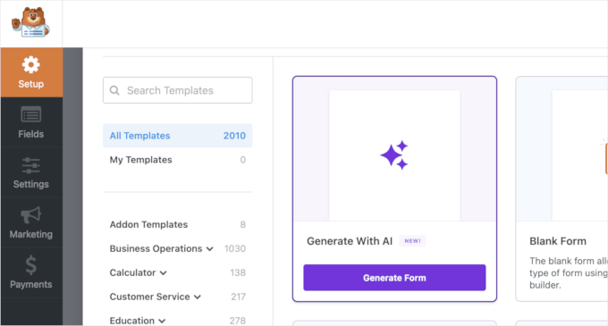 Create a quick form using AI in WPForms