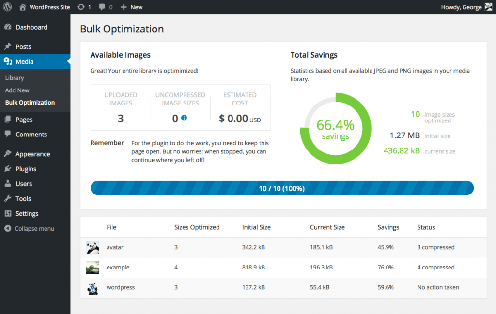 Tiny Compress WordPress Plugin