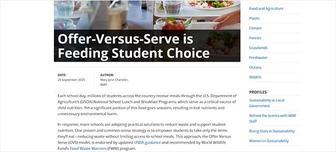 A blogpost on a nonprofit site