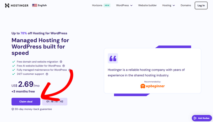 Claim Hostinger deal