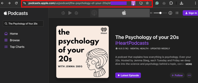 Copying an Apple Podcasts show URL