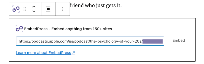 Embedding the APple Podcasts link