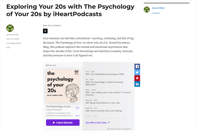 Apple Podcasts on a live site