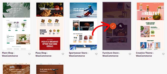 Choose the Furniture store template Choose the Furniture store template