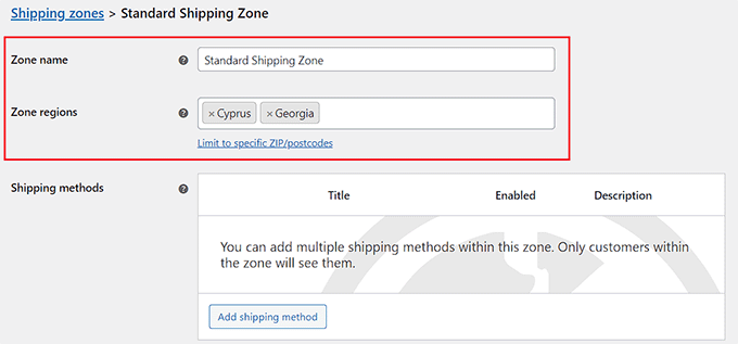 Add zone name and regions Add zone name and regions