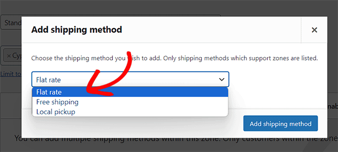 Choose a shipping method Choose a shipping method