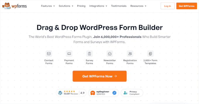 WPForms' homepage WPForms' homepage