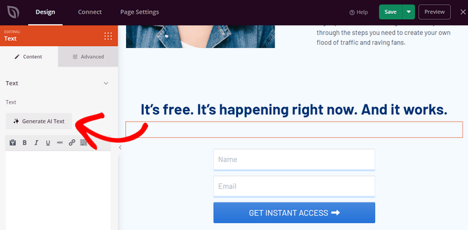 Generate AI text in SeedProd Generate AI text in SeedProd
