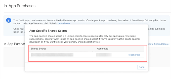 Copy App-Specific Shared Secret