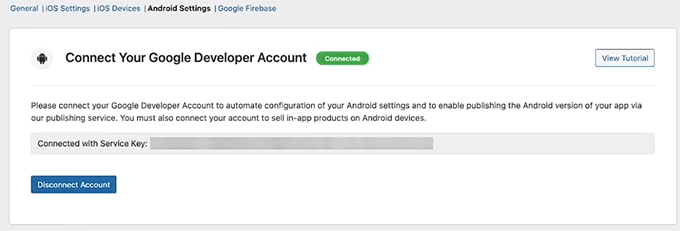 Google Developer account connected with the BuddyBoss App