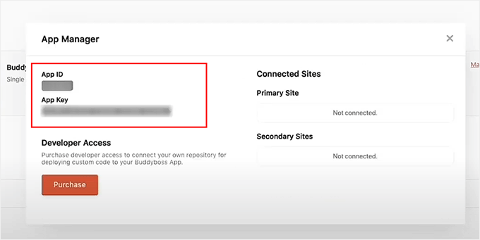 Copy App ID and App Key from BuddyBoss account