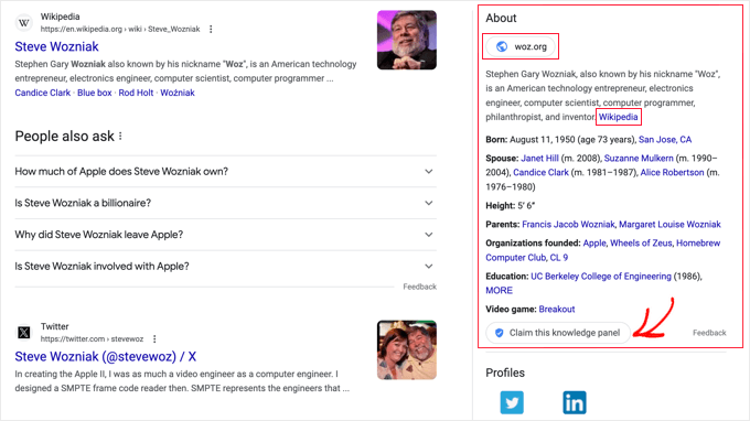 Example of a Person Google Knowledge Panel Example of a Person Google Knowledge Panel