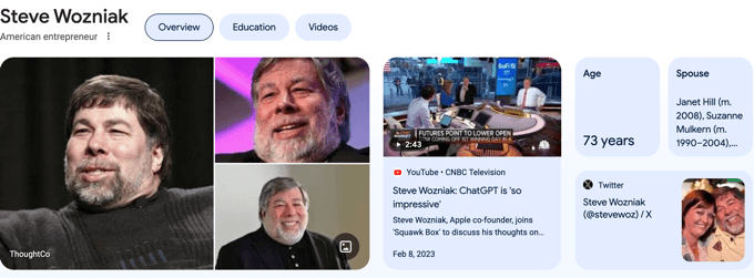 Example of a Person Google Knowledge Panel Example of a Person Google Knowledge Panel