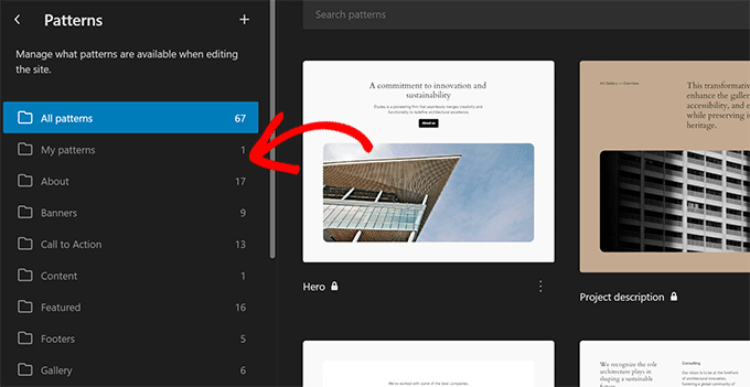 Pattern categories Pattern categories