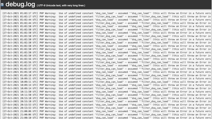 errorlogsdebuglogsample Debug.log Contains Error Messages and Time Stamps