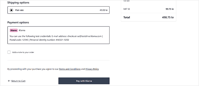 Klarna as a payment option in WooCommerce