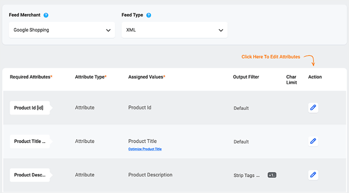 Product Feed Manager user interface Product Feed Manager user interface