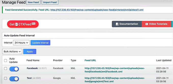 Manage feeds with CTX Manage feeds with CTX