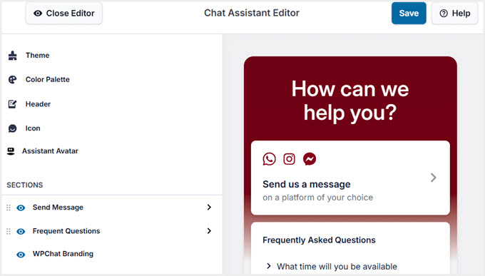 Customize chat widget in WPChat