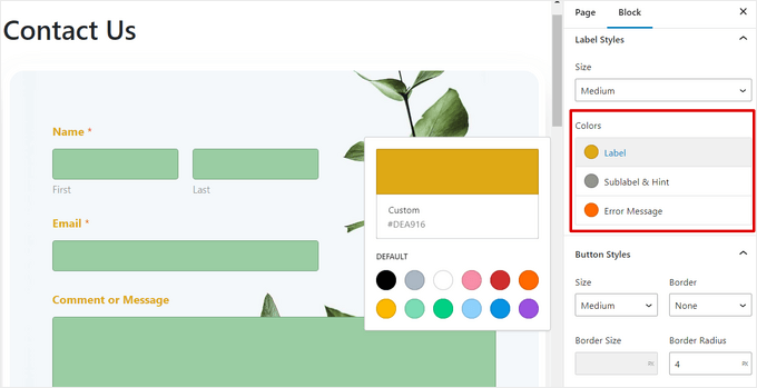 Configure label style Configure label style
