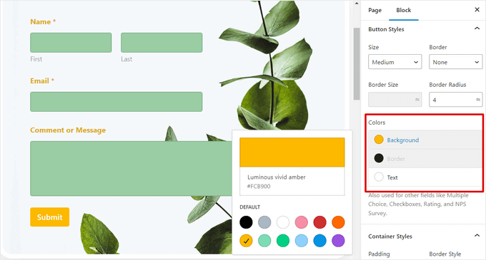 Configure button style Configure button style