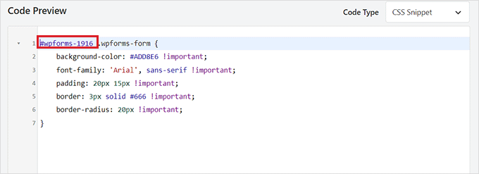 Add form ID number in the code snippet Add form ID number in the code snippet