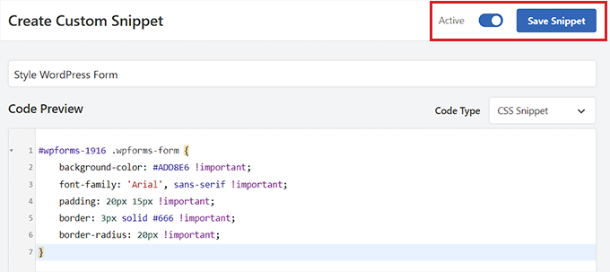 Save form styling snippet Save form styling snippet