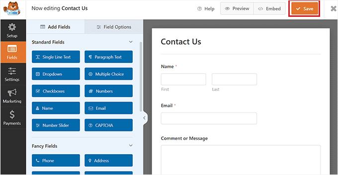 Save your form Save your form