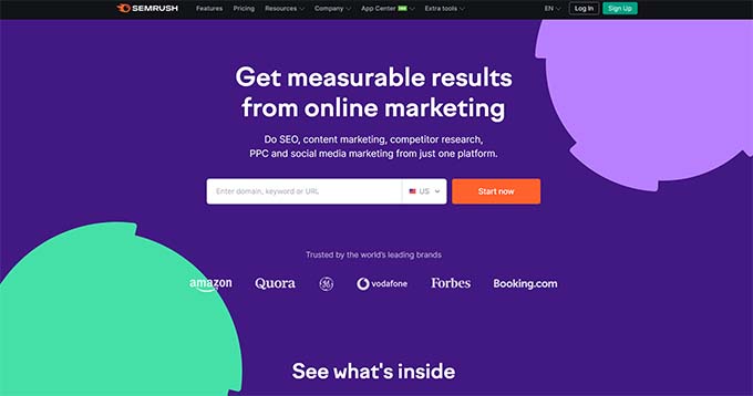 Semrush website Semrush website