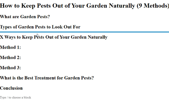 Blog outline in WordPress Blog outline in WordPress