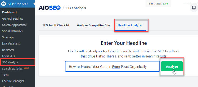Headline analyzer in All in One SEO Headline analyzer in All in One SEO