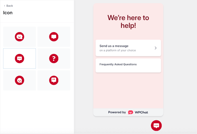 Choosing an icon for the click-to-chat button Choosing an icon for the click-to-chat button