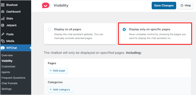 Displaying click-to-chat button on specific pages Displaying click-to-chat button on specific pages