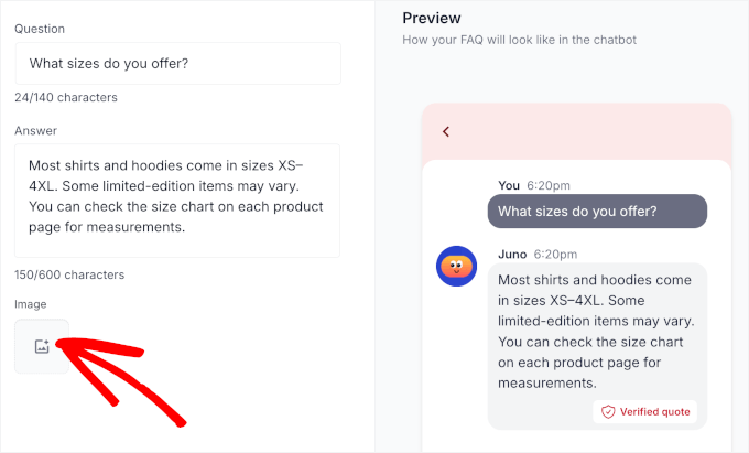 Adding an image to an FAQ in WPChat Adding an image to an FAQ in WPChat