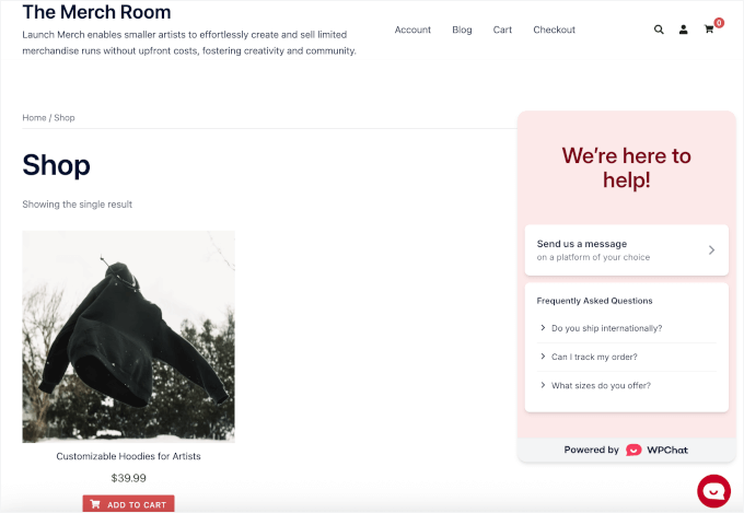 WhatsApp click-to-chat button on a live WordPress site WhatsApp click-to-chat button on a live WordPress site
