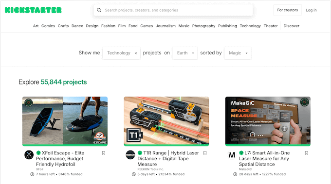 The Kickstarter crowdfunding platform The Kickstarter crowdfunding platform