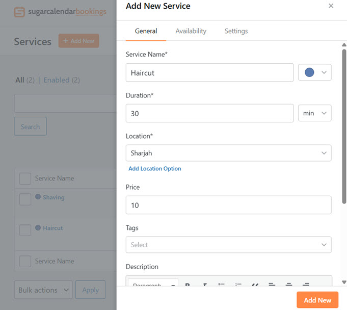 add new service add new service